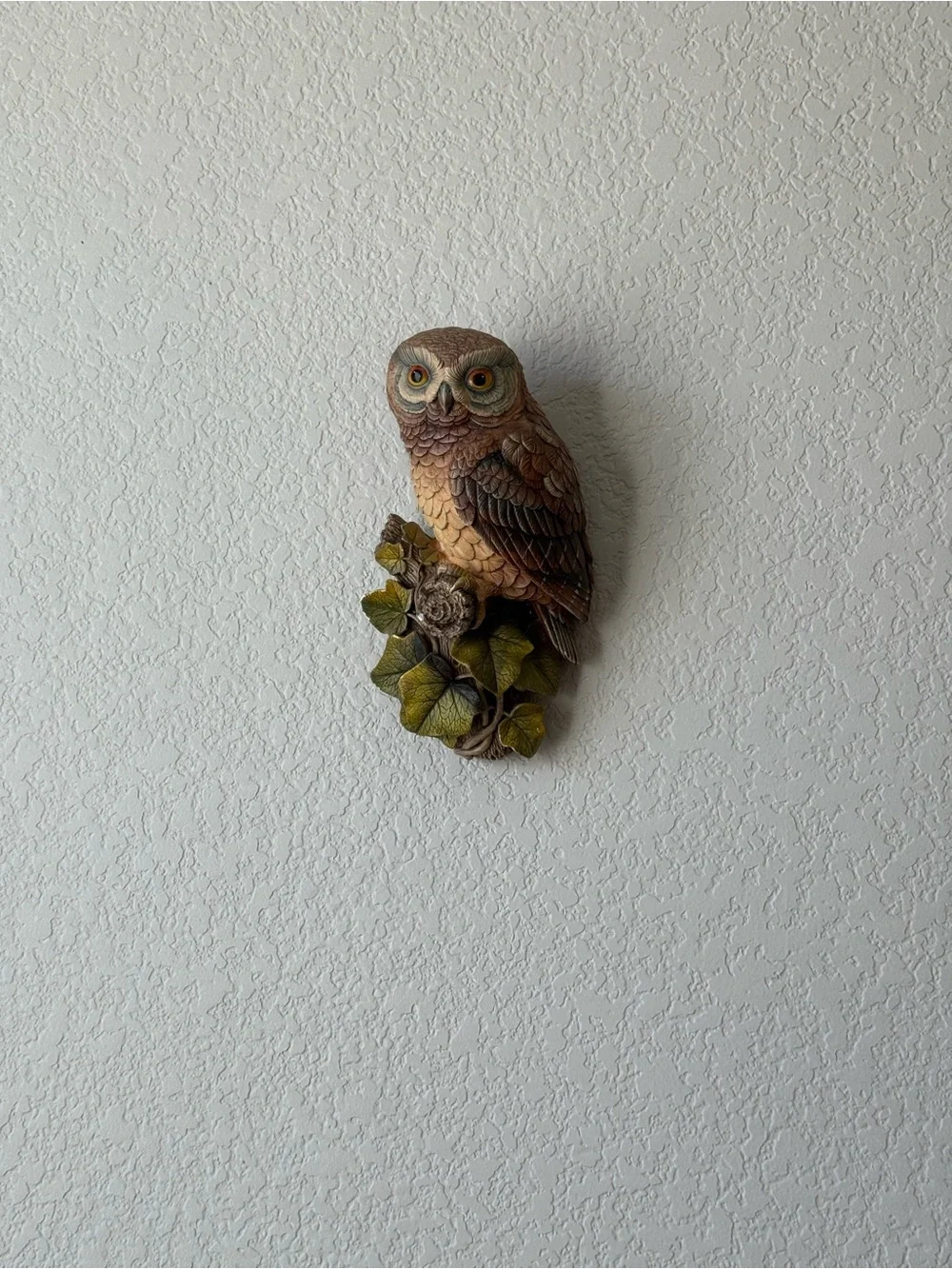 Owl Figurine Wall Plaque Decor, Brown Yellow Green, Animals Theme